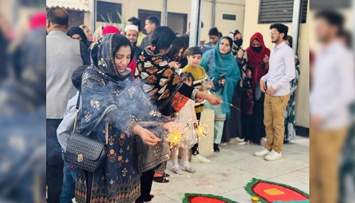 People attend the Diwali celebration in Peshawar organised by Blue Veins in collaboration with the NCHR and the Directorate General of Law and Human Rights KP on November 29, 2024. — Facebook@BlueVeinsPak