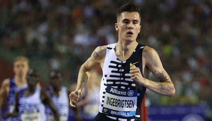 Norways Jakob Ingebrigtsen in action during the mens 2000m. — Reuters/File