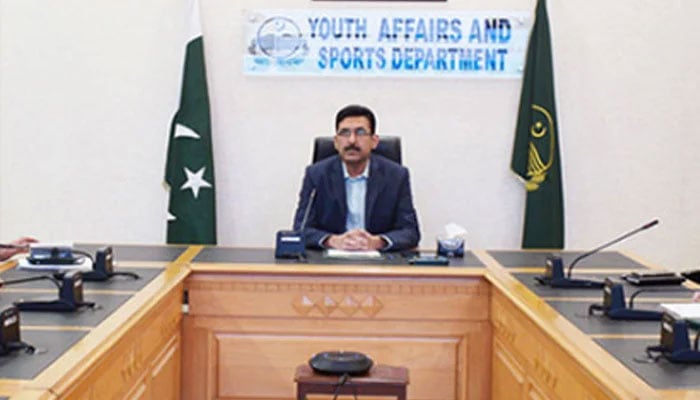 Secretary Youth Affairs and Sports Punjab Muzaffar Khan Sial chairs a meeting at the Punjab Stadium on November 28, 2024. — Facebook@SportsBoardPunjab