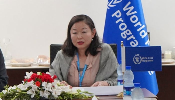 World Food Programme (WFP) Country Director Coco Ushiyama speaks in a meeting on June 7, 2024. — Facebook@WFPPakistan