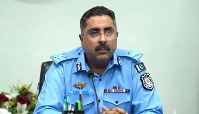 Inspector General of Police (IGP) Islamabad, Syed Ali Nasir Rizvi sits in a meeting on April 22, 2024. — Facebook@islamabadpolice