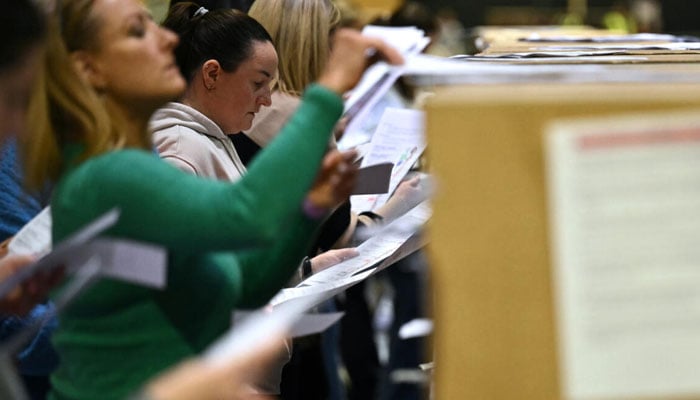 Ballot papers are counted in Dublin after the general election. — AFP/File