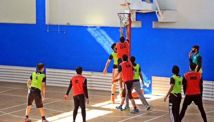 A picture from a bastketball match being played at the Pakistan Sports Complex in Islamabad on February 11, 2023. — Facebook@PakistanSportsBoard