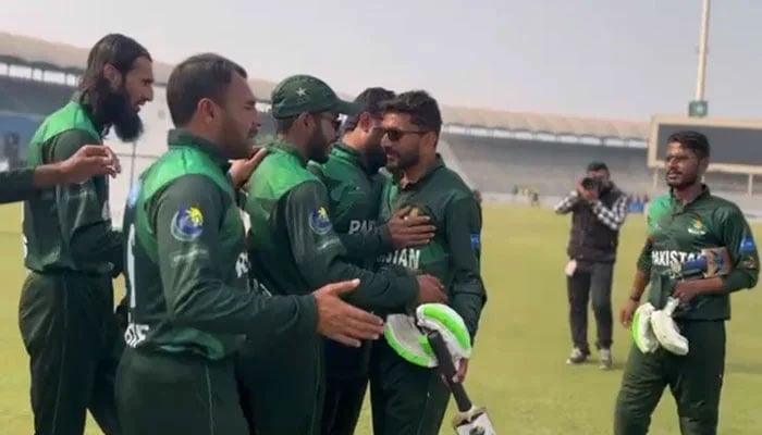 Pakistan team celebrate their 10-wicket victory over Nepal in the first semi-final of the Blind T20 World Cup 2024 on December 1, 2024. — PBCC