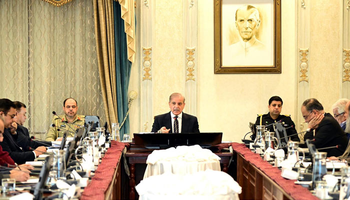 Prime Minister Muhammad Shehbaz Sharif (centre) chairs the Federal Cabinet Meeting on December 2, 2024. — PID