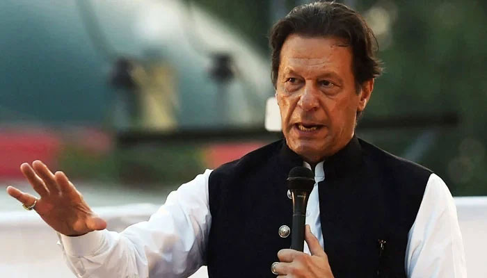 PTI founder Imran Khan addressing an event in this undated image. — AFP/File