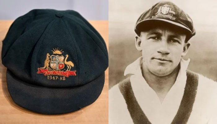 Australian great Don Bradman could be seen wearing his cap (Right) in this undated photo. — Facebook@AustralianMensCricketTeam/File