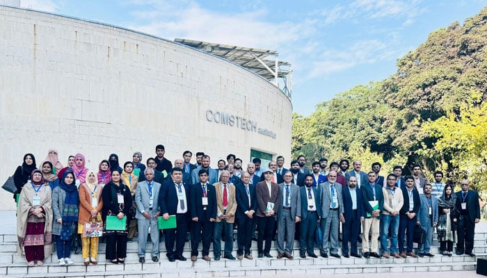 Participants pose for a group photo at the two-day international workshop on “Climate Change and Sustainable Water Resources Management in OIC Member Countries” at the COMSTECH Secretariat, Islamabad on November 3, 2024. — Facebook@OIC.Comstech