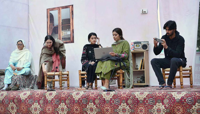 Students perform a stage play on violence against women during the launch of a 16-day activism campaign against gender-based violence on December 3, 2024. — APP