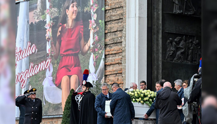 Murdered student Giulia Cecchettins body being carried out. — AFP/File