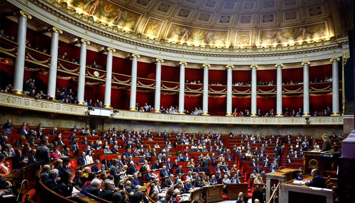 A general view shows the hemicycle during the questions to the government session at the National Assembly in Paris, France, December 3, 2024. — Reuters