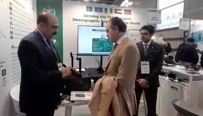 The National Database and Registration Authority (NADRA) Chairman, Lieutenant General Muhammad Munir Afsar (left) representing Pakistan at the TRUSTECH 2024 exhibition that opened here on Tuesday and would continue till December 5. — APP