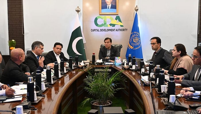 Chairman of the Capital Development Authority (CDA), Muhammad Ali Randhawa chairs a meeting to review the draft Sports Policy in Islamabad on December 4, 2024. — Facebook@cda.isb.pk