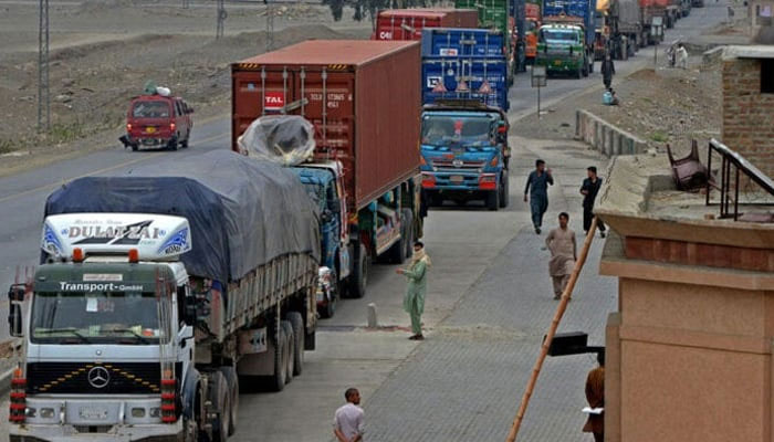 A representational image of trucks loaded with trade goods. — AFP/File