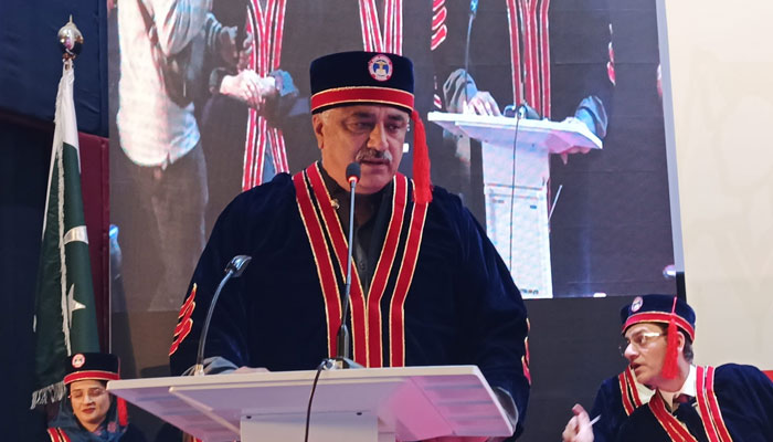 Provincial Health Minister Khawaja Salman Rafique speaks at the first convocation of a private medical college on December 4, 2024. — Facebook@SalmanRafiquePK