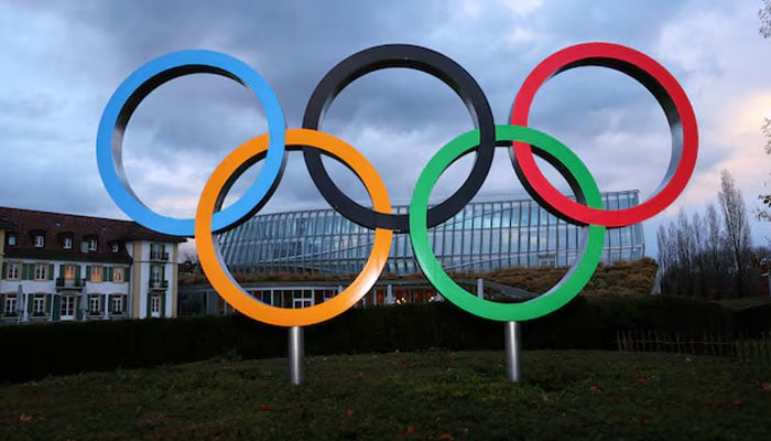 The Olympic rings symbol is displayed by the Olympic House, ahead of the Executive Board meeting of the International Olympic Committee (IOC), in Lausanne, Switzerland, December 3, 2024. — Reuters