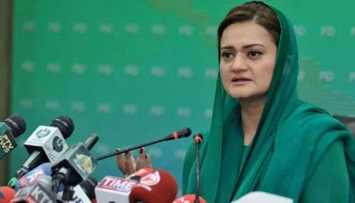 Senior Minister Marriyum Aurangzeb speaks during a press conference. — APP/File