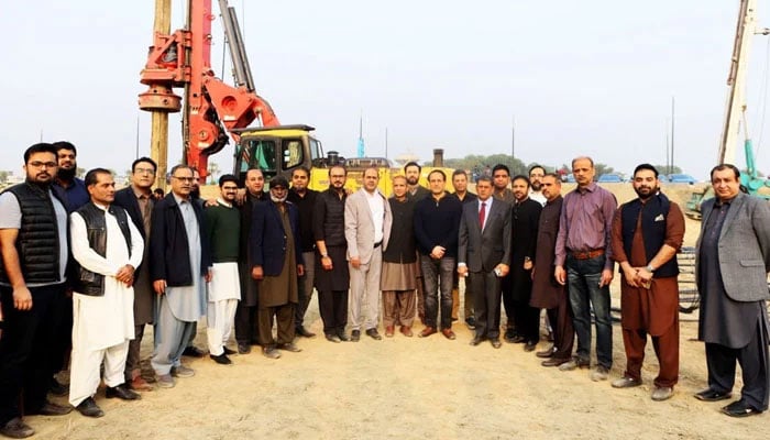 CBD Punjab officials pose for a photo during the groundbreaking ceremony of the first mixed-use commercial high-rise tower, the CBD High Q Tower image released on December 1, 2024. — Facebook@CBDPunjab