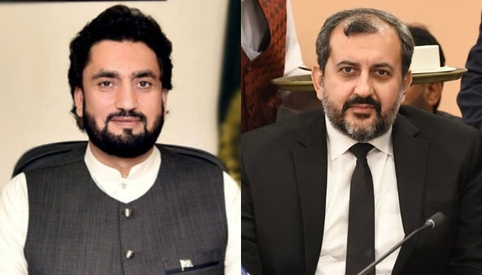 This combo shows PTI leaders Shahryar Afridi (left) and Barrister Umair Niazi (right). — Facebook@shehryarkhanafridi1/Barrister Umair Khan Niazi/File