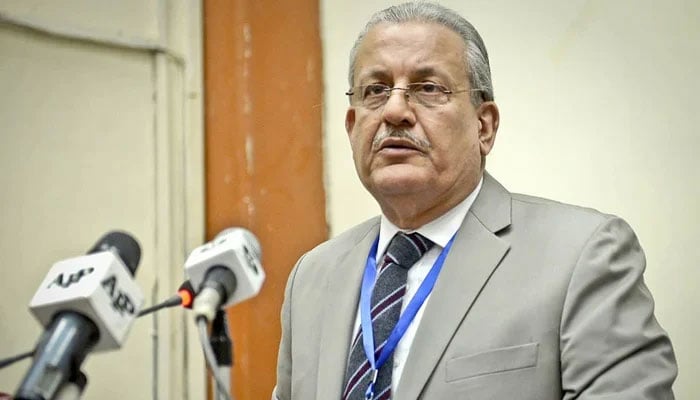 Former Senate Chairman Mian Raza Rabbani addresses at an event. — APP/File