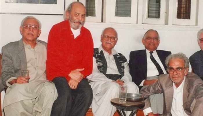 (Left to right) SM Shahid, Saleem Asmi, Zawwar Hasan, ABS Jafri, Dr Haroon Ahmed, Iqbal Jaffery.— The News/Print Edition