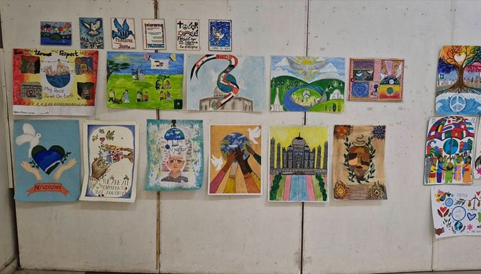 Posters seen in a wall in a poster exhibition organised by National Counter Terrorism Authority (NACTA), in collaboration with the Punjab Arts Council Rawalpindi on December 6, 2024.—Facebook@nacta.gov