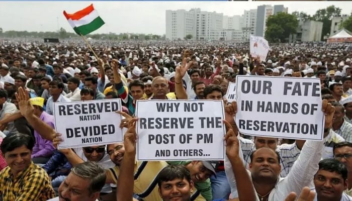 People protesting against caste based reservation system in India.— Reuters/File