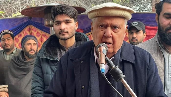 Central chairman of the Qaumi Watan Party Aftab Ahmad Khan Sherpao  speaks at an event on January 13, 2024. —Facebook@Aftab Ahmad Khan Sherpao