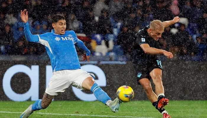 Lazio’s Gustav Isaksen (right) scores during Sunday’s Serie A match against Napoli at the Stadio Diego Armando Maradona in Naples. — Reuters/File