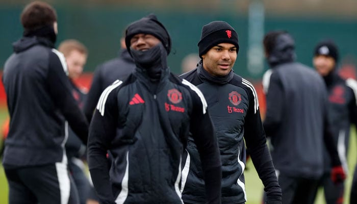 Manchester United team during training on December 8, 2024. — Reuters