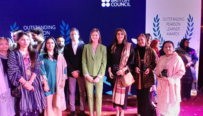 A group photo of the participants during the Outstanding Pearson Learners Award Ceremony (OPLA) hosted by Pearson and British Council Pakistan in Islamabad on December 11, 2024. — Facebook@rss.founder.director