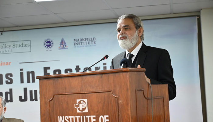 Federal Shariat Court judge, Justice Dr Syed Muhammed Anwer speaks at the concluding session of an international seminar titled “The Role of Religions in Fostering Peace, Harmony, and Justice,” at the IPS, Islamabad on December 5, 2024. — Facebook@InstituteOfPolicyStudiesPakistan