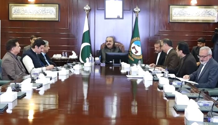 Chief Minister Ali Amin Khan Gandapur presides over the Khyber Pakhtunkhwa Healthcare Commission (KPHC) meeting on December 11, 2024. — Screengrab via Facebook@AliAminKhanGandapurPti