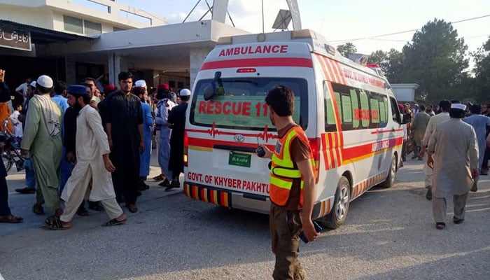 An ambulance can be seen outside a hospital in Khyber Pakhtunkhwa on July 30, 2023. — Reuters