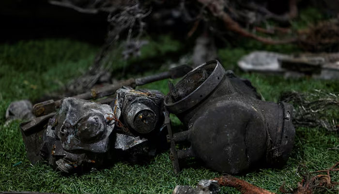 Parts of a ballistic missile, which Russia used in a strike towards Dnipro city this week, are displayed, amid Russias attack on Ukraine, at an undisclosed location in Ukraine November 24, 2024. — Reuters