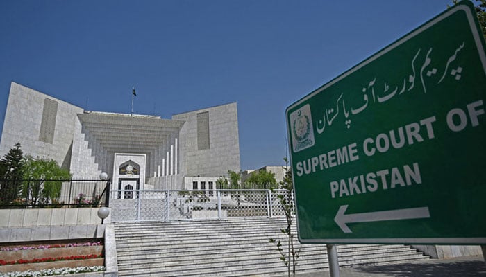 The Supreme Court of Pakistan building and signboard in Islamabad. — AFP/File