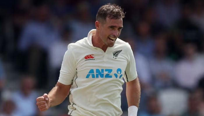 New Zealands Tim Southee celebrates after taking the wicket of Englands Joe Root. — Reuters/File