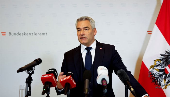 Austrian Chancellor Karl Nehammer holds a press conference on Russia stopping gas deliveries to Austria, in Vienna, Austria, November 15, 2024. — Reuters