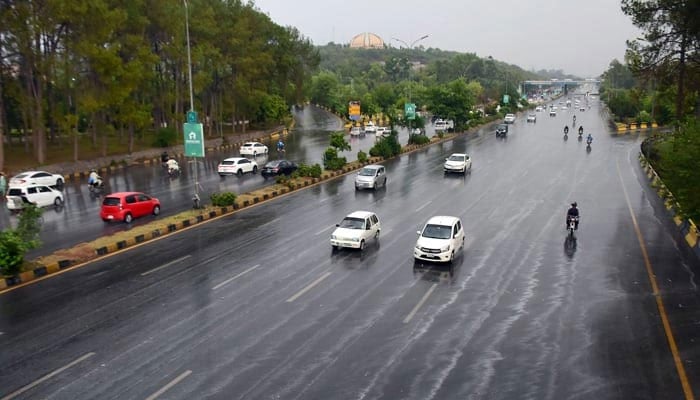 Vehicles seen driving through the roads of Islamabad on June 24, 2023. — Online