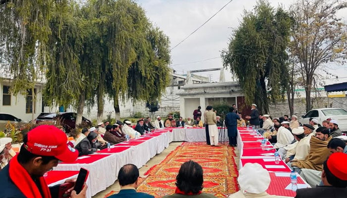 An image from the Awami National Party (ANP)-led jirga held on December 14, 2024. — Facebook@BajaurANPTigers