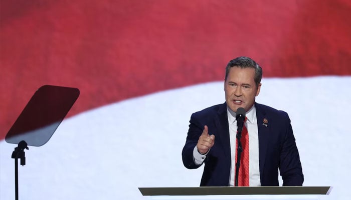 Michael Waltz gestures on Day 3 of the Republican National Convention (RNC), at the Fiserv Forum in Milwaukee, Wisconsin, US, July 17, 2024. — Reuters