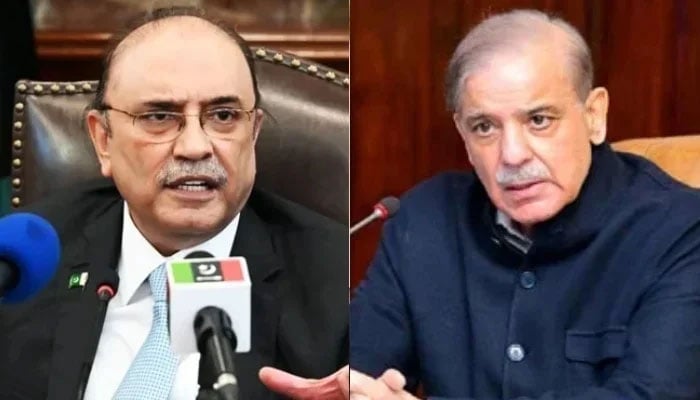 This combo of images shows President Asif Ali Zardari (left) and Prime Minister Shehbaz Sharif. — Facebook/ @MediacellPPP/PID/File