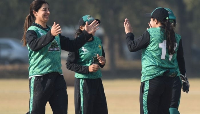 Challengers celebrating after beating Stars in the Super Over after the National Women’s One-Day Tournament match on December 16, 2024. — PCB