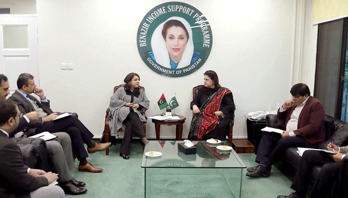 Chairperson Benazir Income Support Programme (BISP), Senator Rubina Khalid (right) in a meeting with Director of Human and Social Development at the Asian Development Bank (ADB) Sofia Shakil, at BISP headquarters on December 16, 2024. — APP