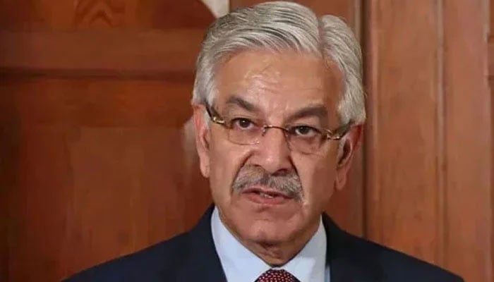 Defence Minister Khawaja Asif seen in this image. — AFP/File