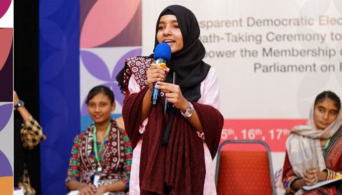 Syeda Rida Batool Kazmi takes the oath as chief minister after securing a decisive victory with 40 votes. — Facebook@TharEduAlliance/File