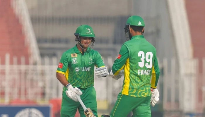 Markhors Khawaja Nafay and Fakhar Zaman in action during Champions T20 Cup fixture against Dolphins on December 18, 2024. — PCB