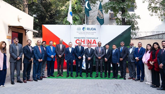 Consul General of China to Pakistan Zhao Shiren (centre) in a group photo with senior officials of Ruda during a visit to Ravi Urban Development Authority (Ruda) headquarters on December 18, 2024. — Facebook@RaviRUDAPak