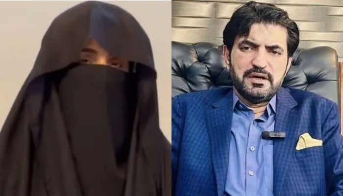 This combo of images shows  Bushra Bibi (left) wife of PTI founder Imran Khan and PTI MNA Sher Afzal Marwat (right). — Facebook@Rayaan.Khan.Marwat/X@PTIofficial/File