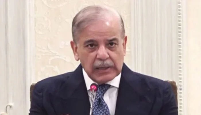 Prime Minister Shehbaz Sharif addresses a federal cabinet meeting in Islamabad on November 27, 2024. — YouTube screengrab/Geo News Live